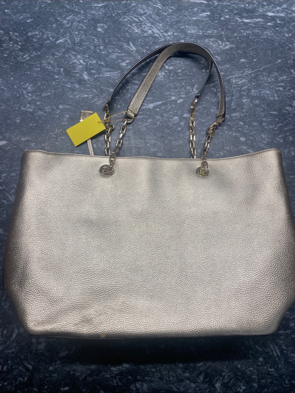 Michael Kors Metallic Gold Tote with Chain-Strap Detail